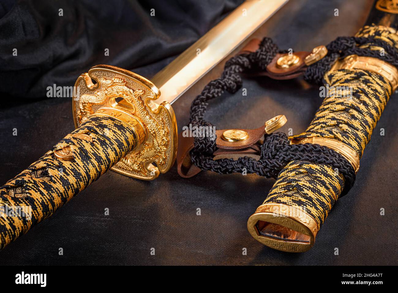 Japanese Samurai Katana Sword And Scabbard Close Up Photo Of A Weapon In Low Key With Selective Focus Stock Photo Alamy