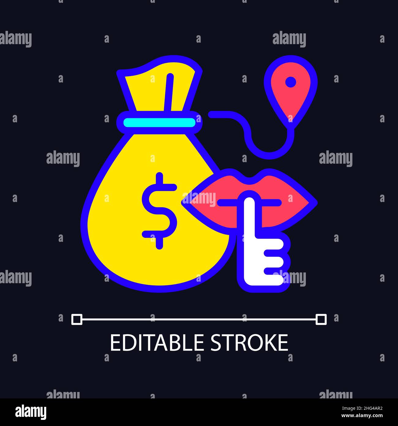 Bulk cash smuggling RGB color icon for dark theme Stock Vector Image ...