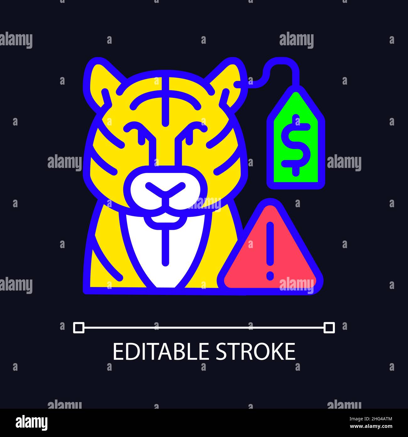 Wildlife smuggling RGB color icon for dark theme Stock Vector Image ...