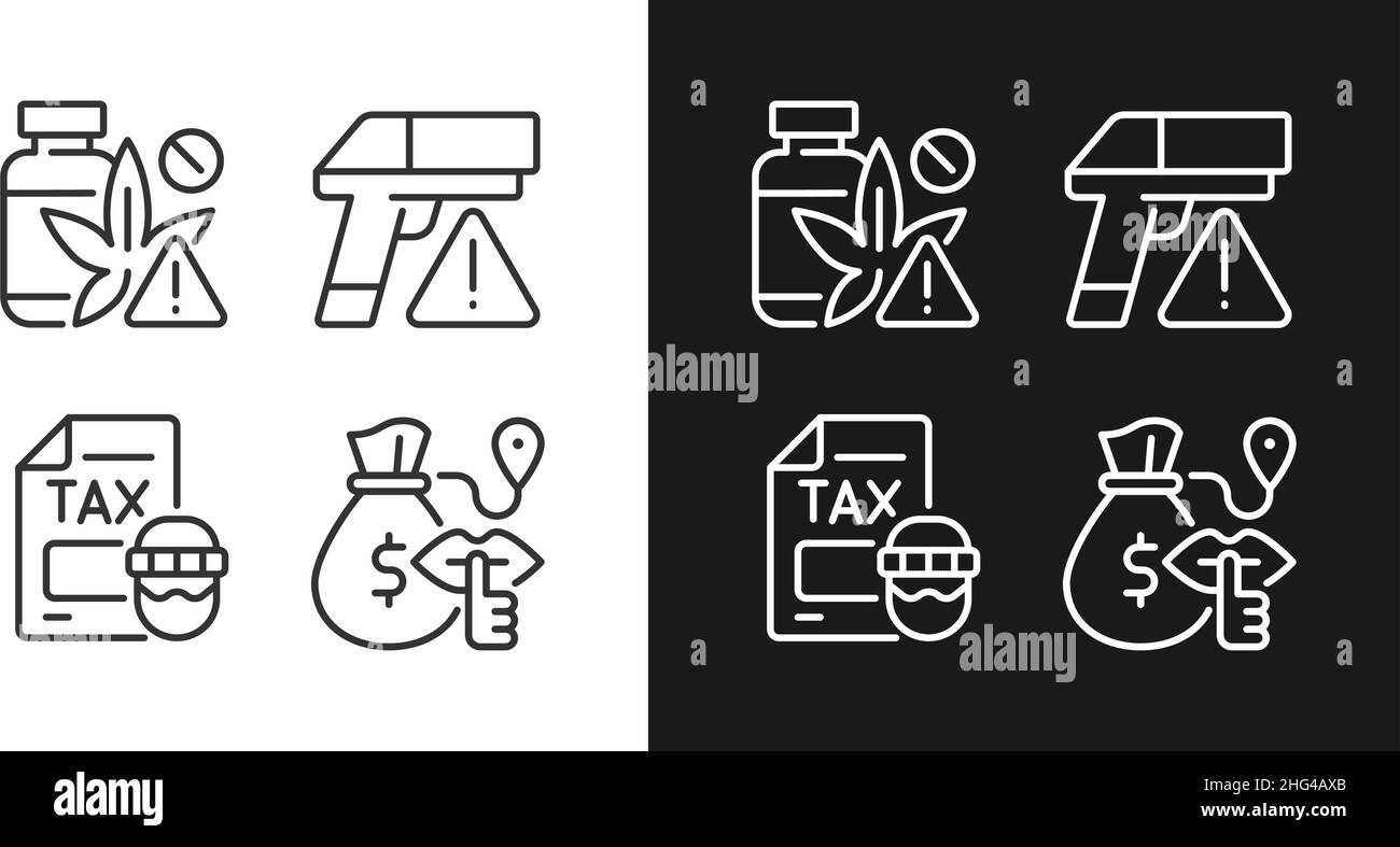 Illegal transportation linear icons set for dark and light mode Stock Vector