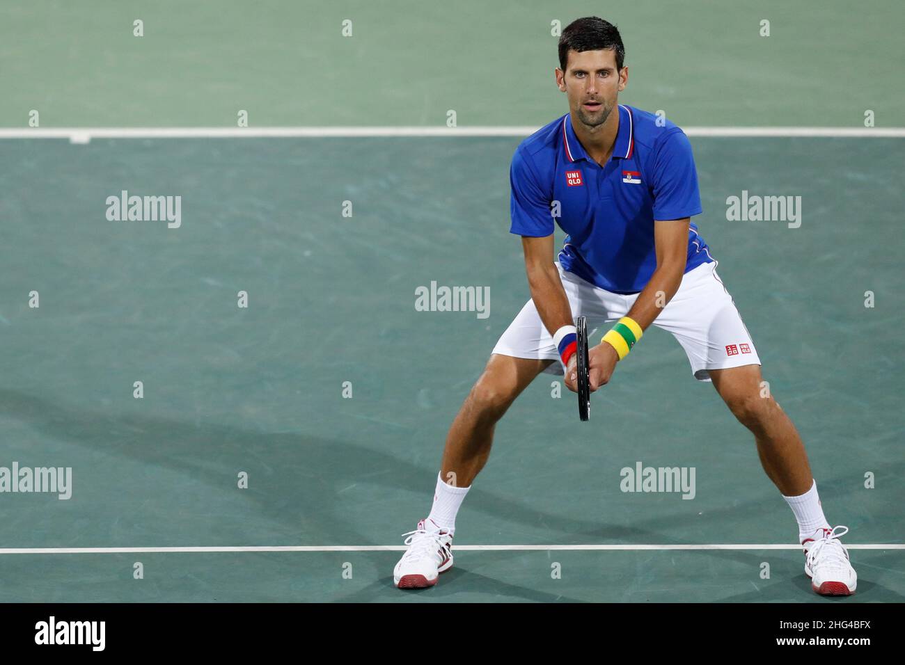 Novak Djokovic tennis player from Serbia competes on court at the Rio