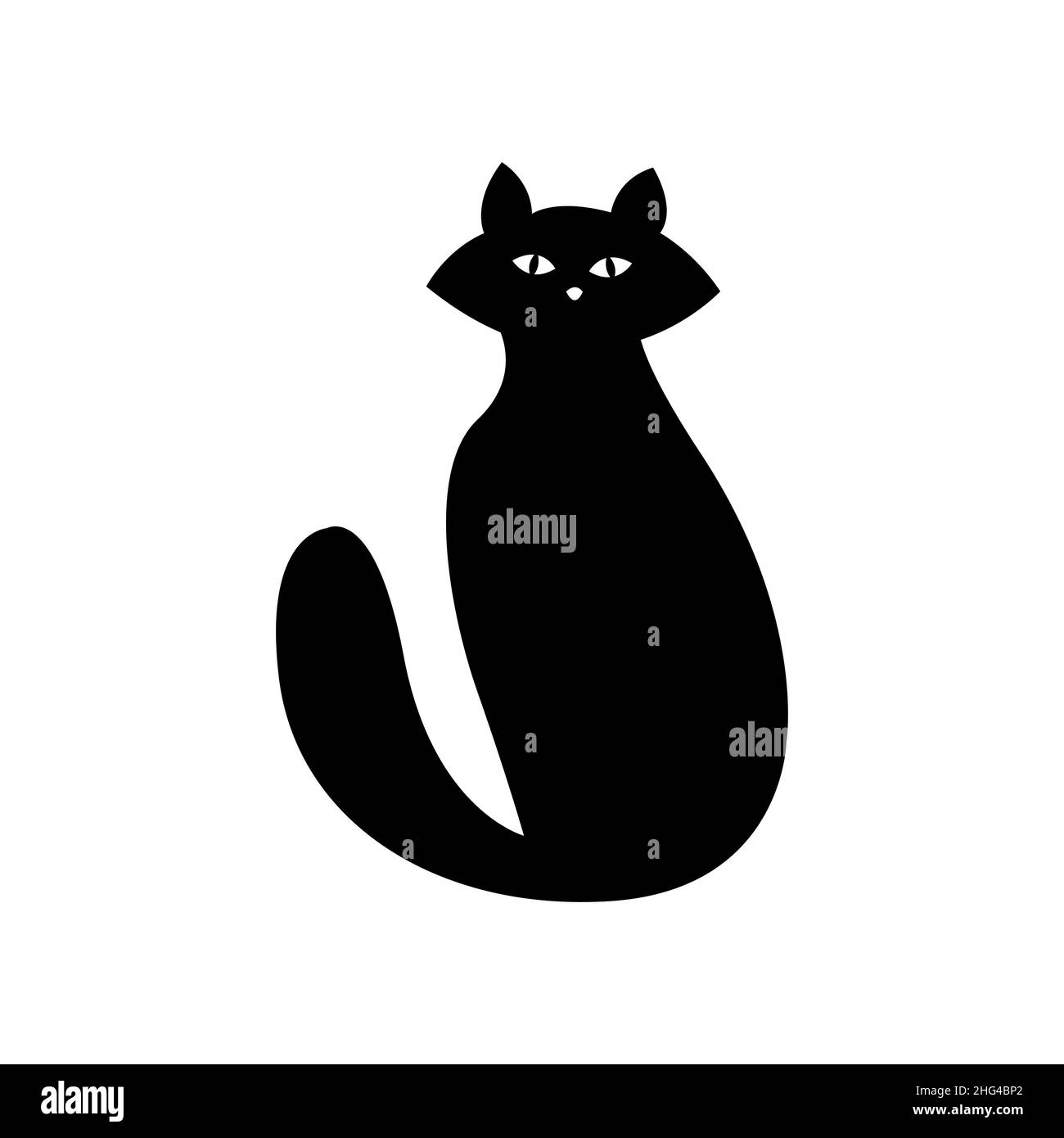 Angry black cat solid icon, halloween concept, hissing cat sign on white  background, scared cat with arched back icon in glyph style for mobile  concept and web design. Vector graphics.