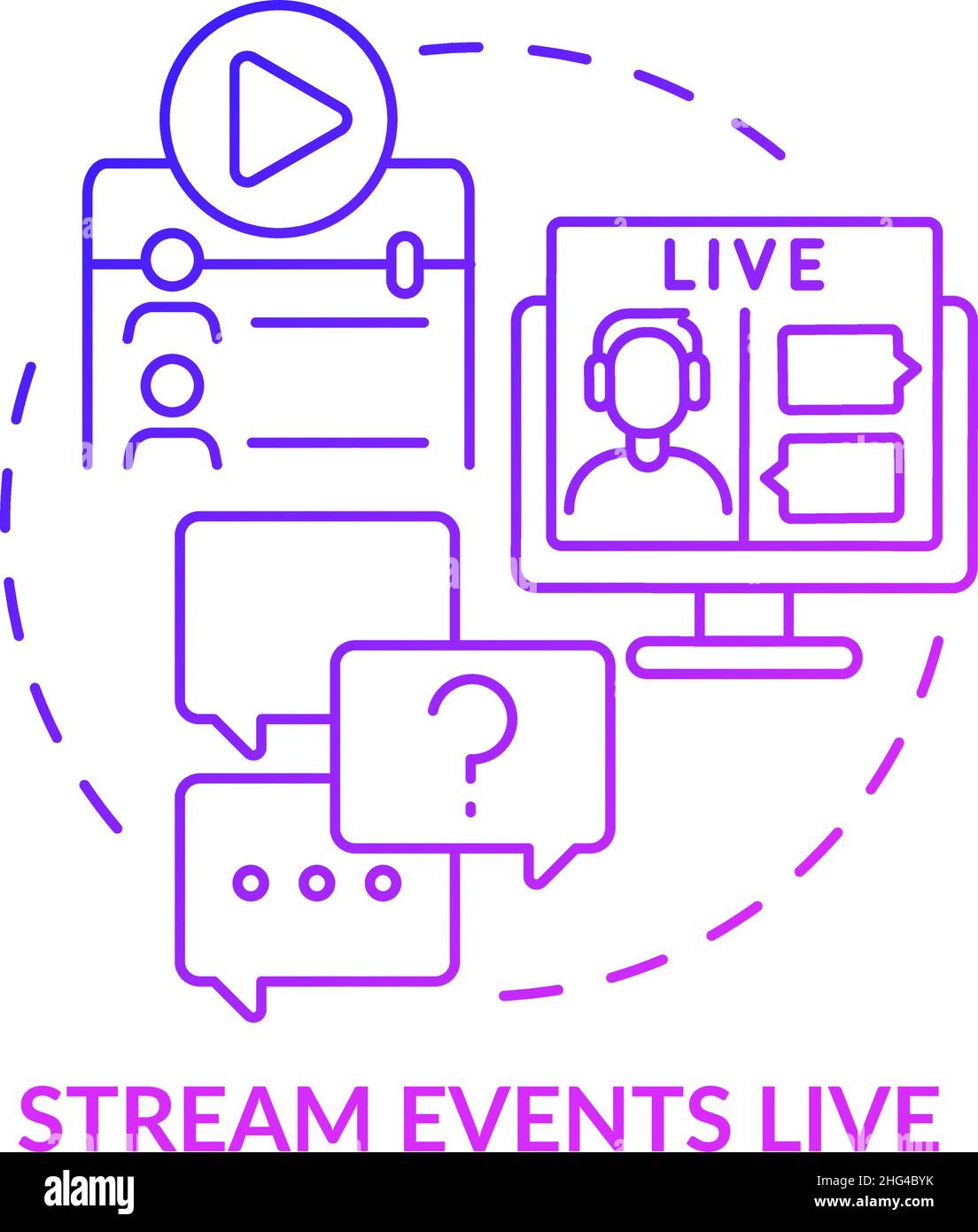 Stream events live purple gradient concept icon Stock Vector Image ...