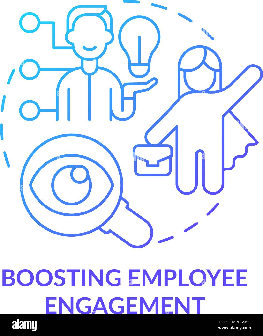 Boosting employee engagement blue gradient concept icon Stock Vector