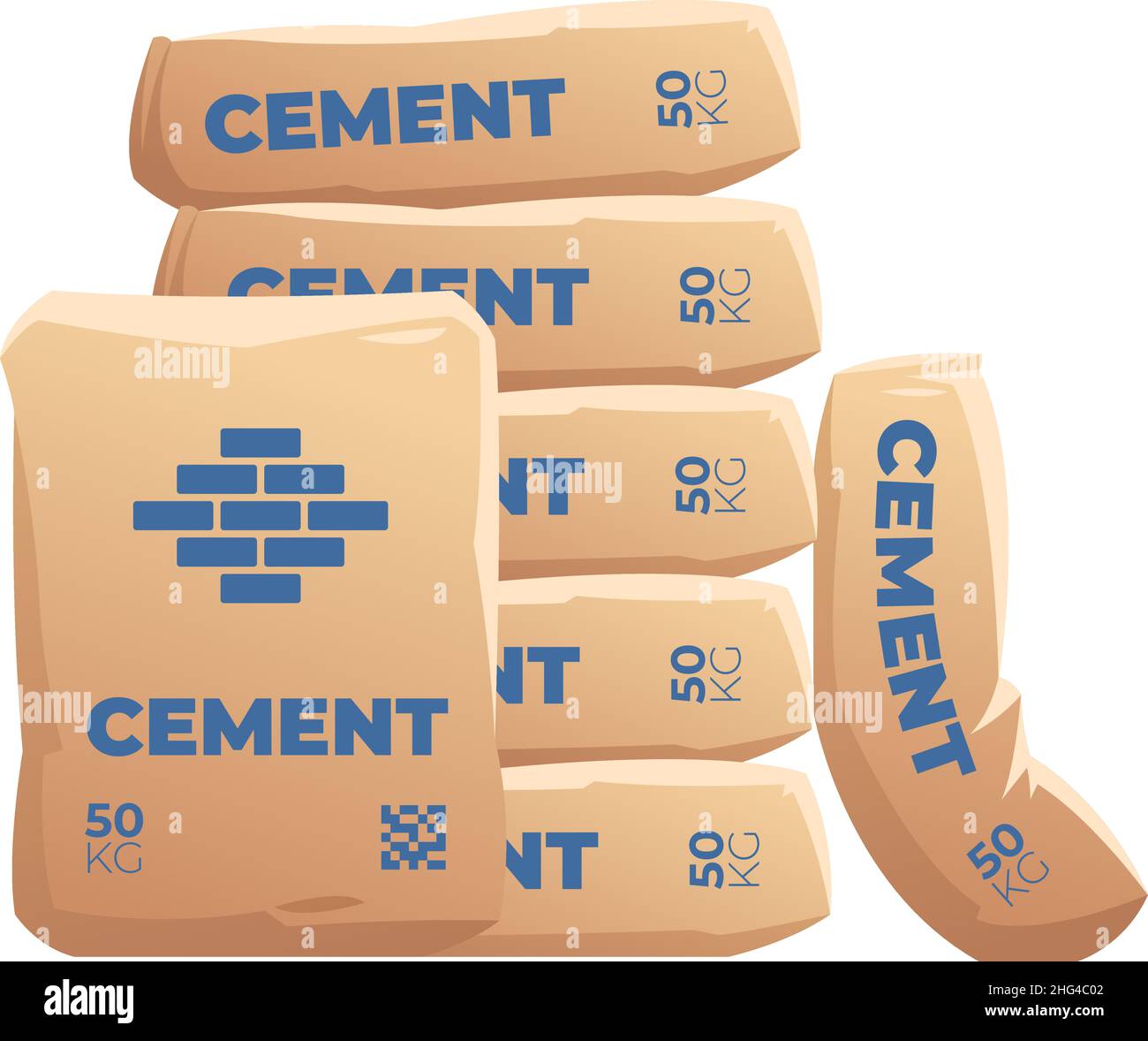 Cement Sacks. Pack bag cemented powder, sack with industry material for