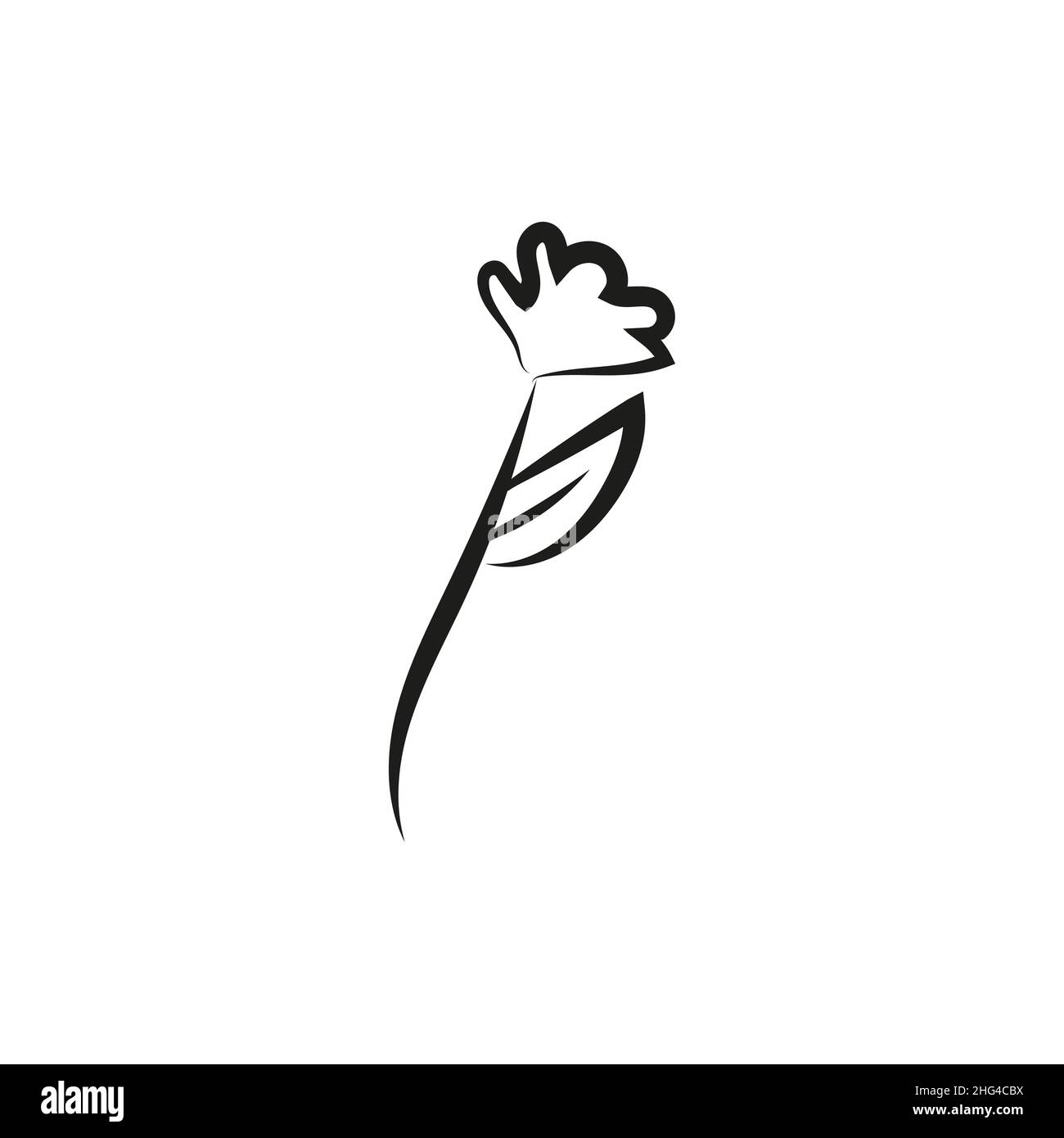Abstract flower drawn by hand in a continuous line. Minimalist style ...