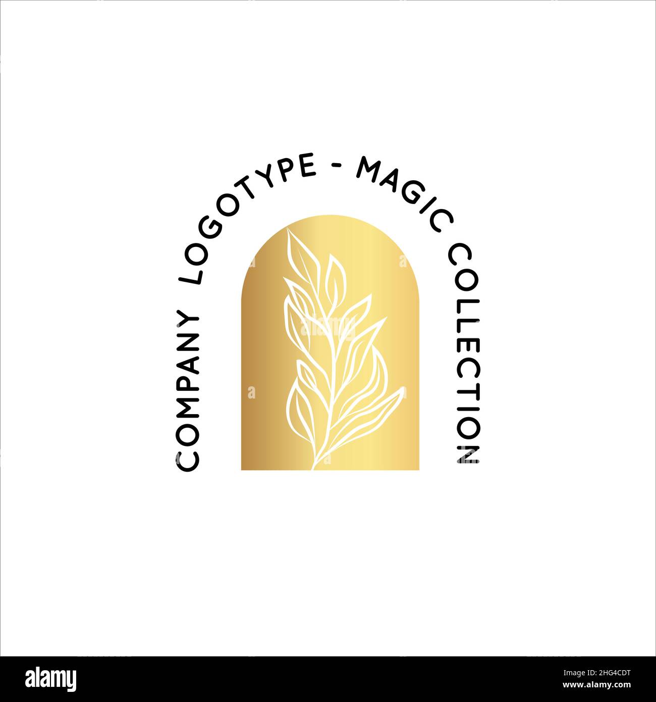 Magic Gold Logo. Mystical composition. Boho style and esoteric. Stock Vector