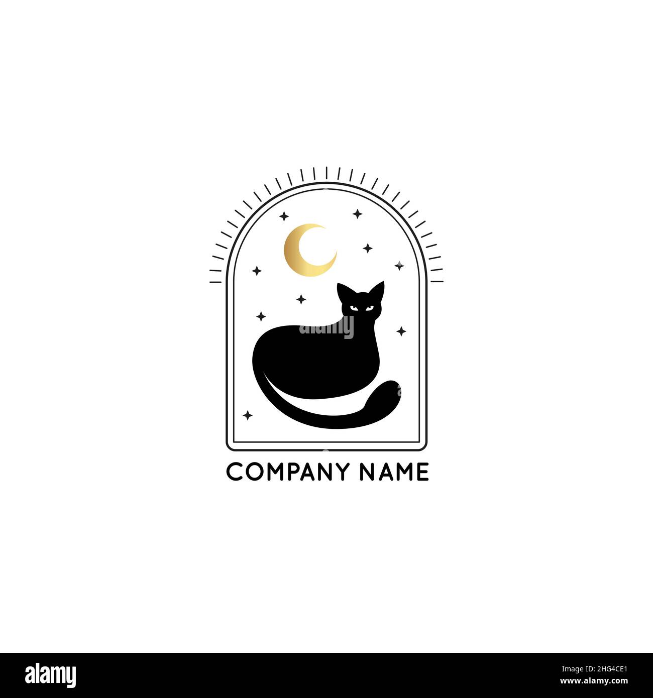 Magic Gold Logo. Mystical composition. Boho style and esoteric. Stock Vector
