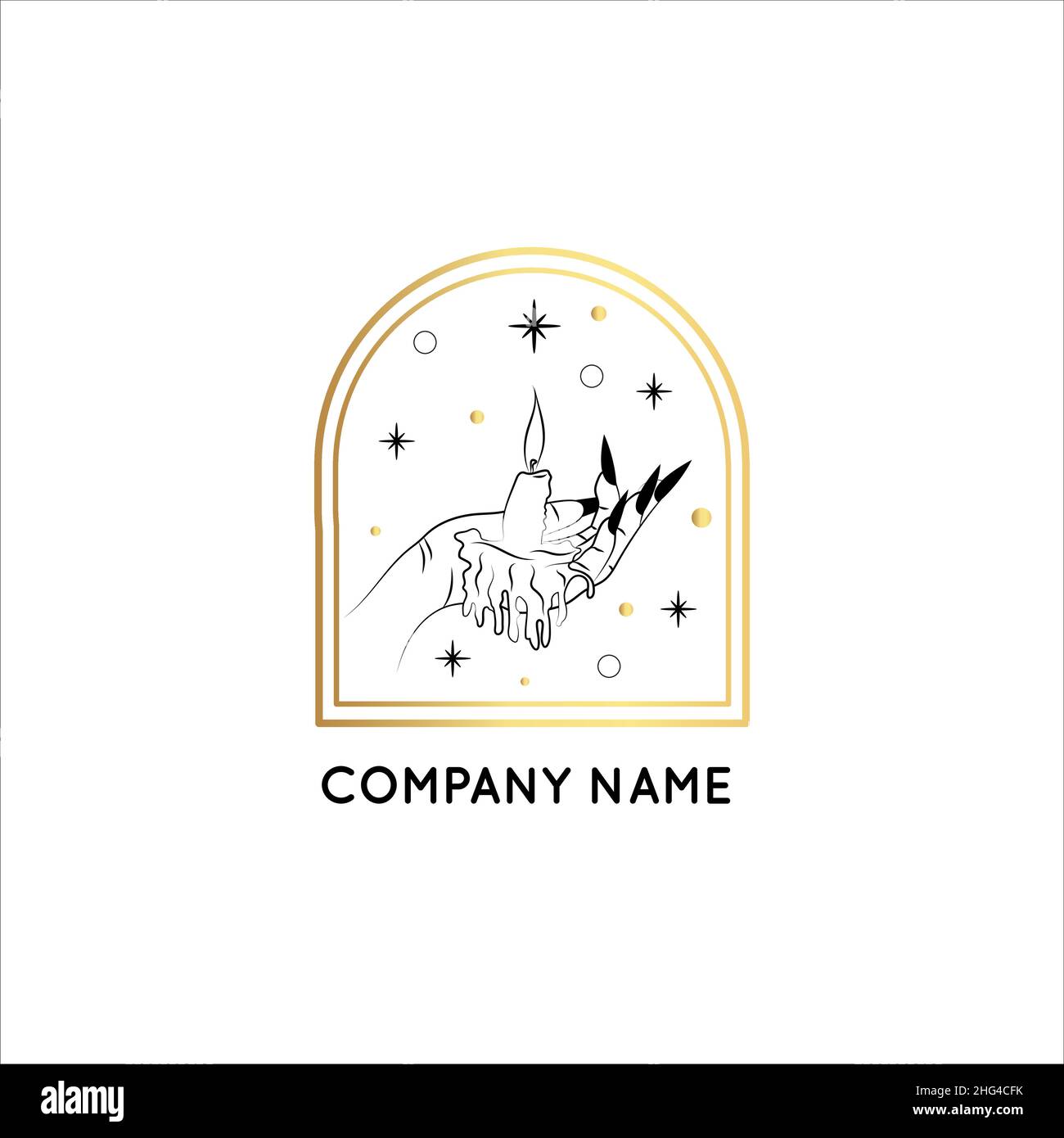 Magic Gold Logo. Mystical composition. Boho style and esoteric. Stock Vector