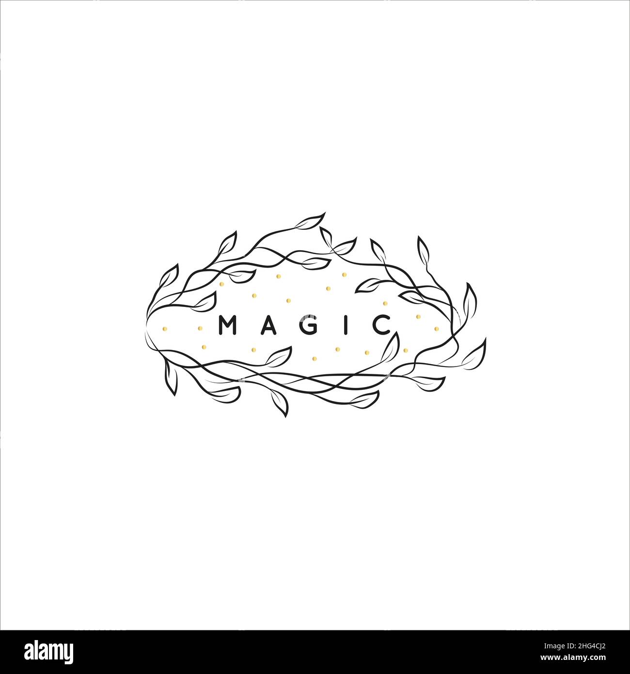 Magic Gold Logo. Mystical composition. Boho style and esoteric. Stock Vector