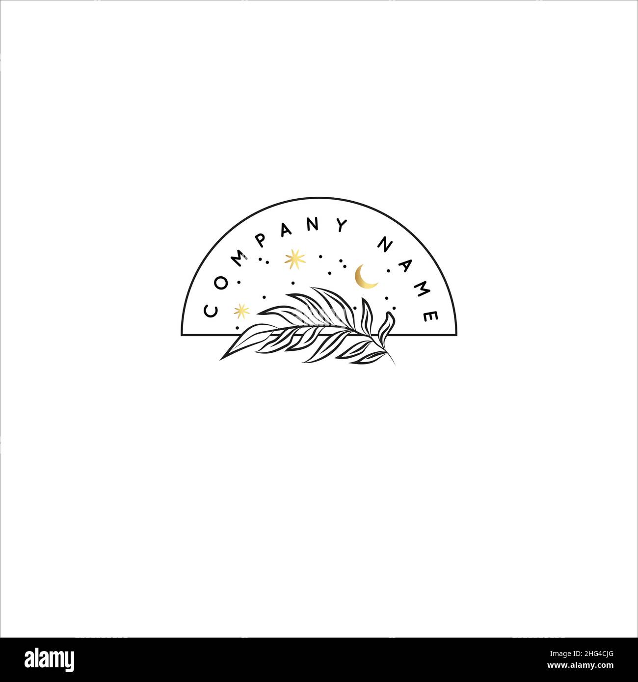 Magic Gold Logo. Mystical composition. Boho style and esoteric. Stock Vector