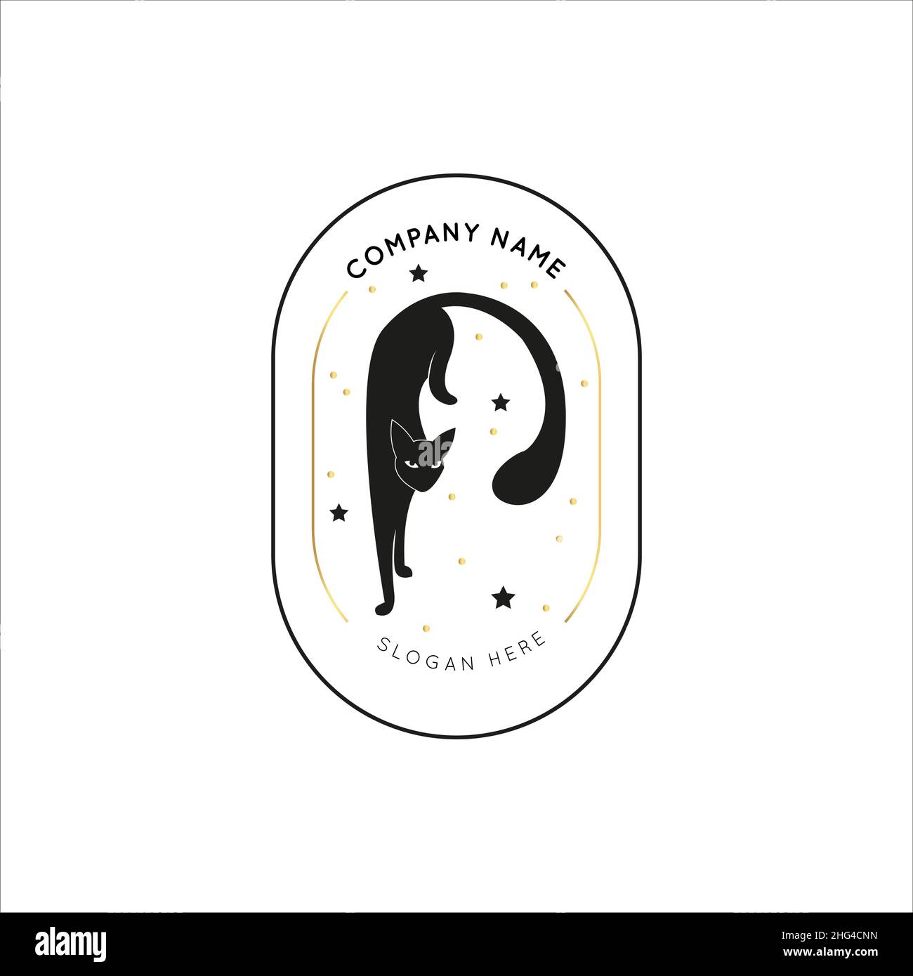 Magic Gold Logo. Mystical composition. Boho style and esoteric. Stock Vector