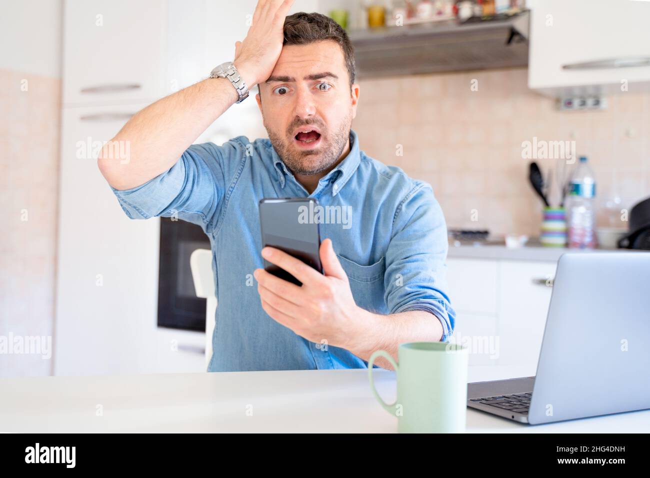 distracted man who an important appointment deadline Stock