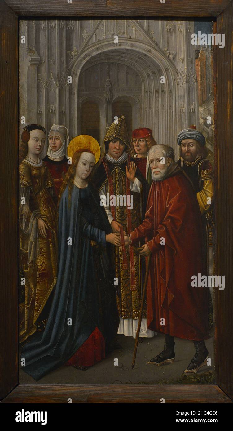 Unknown Netherlandish Master. The Marriage of the Virgin, ca.1475-1500. Oil on oak panel. National Museum of Ancient Art. Lisbon, Portugal. Stock Photo