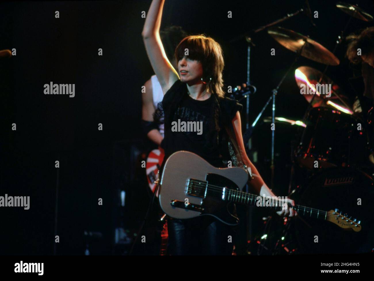 NEW YORK CITY - JANUARY 14: American guitarist, lead vocalist, and primary songwriter of the rock band The Pretenders, Chrissie Hynde performs at The Ritz in New York, NY, on January 14, 1982. Credit: Ross Marino / Rock Negatives / MediaPunch Stock Photo