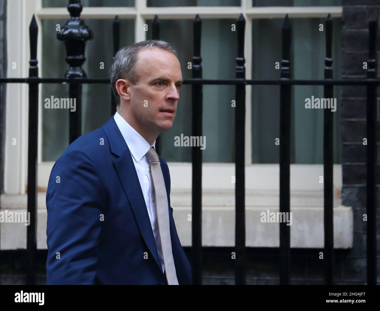 London, UK. 18th Jan, 2022. Deputy Prime Minister Dominic Raab leaves after the weekly Cabinet Meeting at No 10 Downing Street. Credit: Uwe Deffner/Alamy Live News Stock Photo