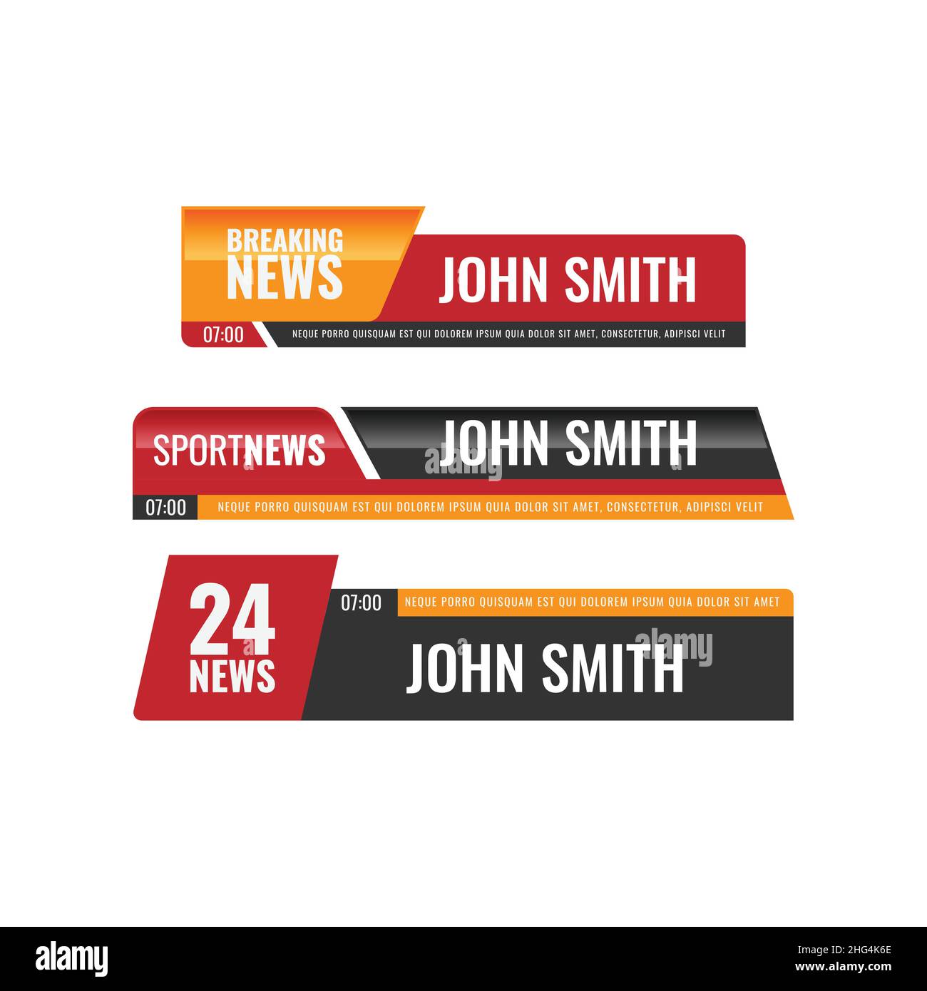 Set of News bar tv vector image. Television broadcast media title banner Stock Vector