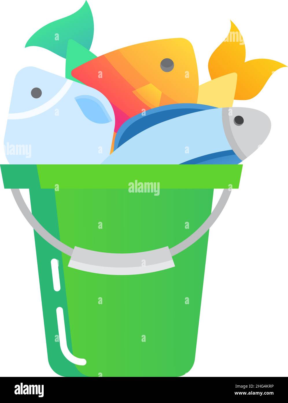 Bucket full of fish flat vector icon isolated Stock Vector Image & Art ...