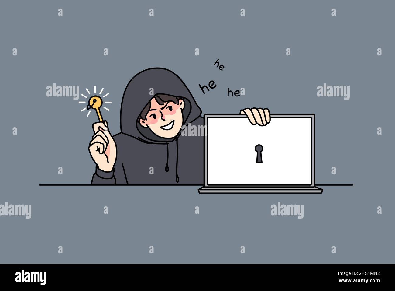 Cartoon hacker man laptop computer hi-res stock photography and images ...