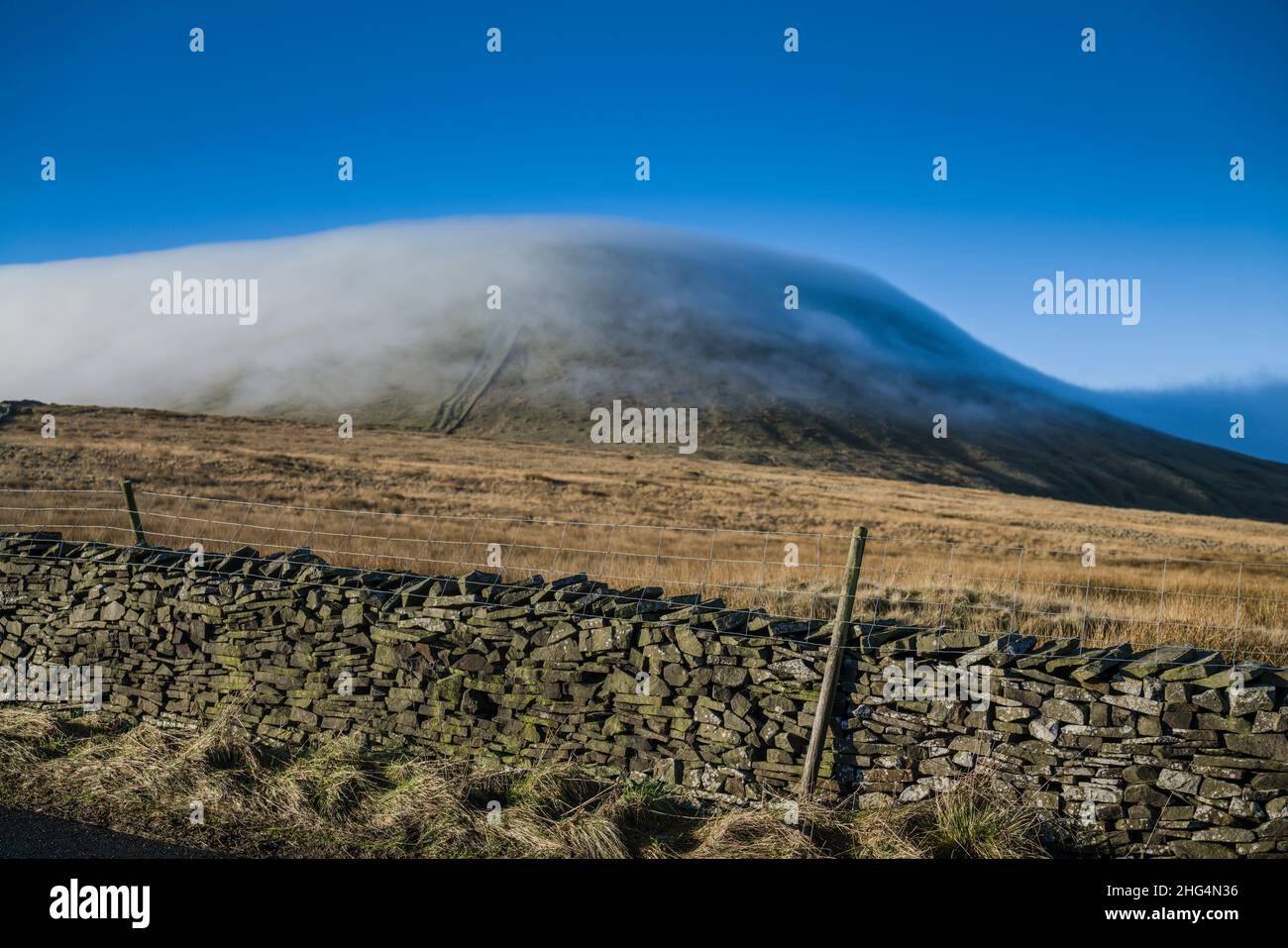 Cloud inversion over Pendle HIll, Lancashire, UK. Stock Photo