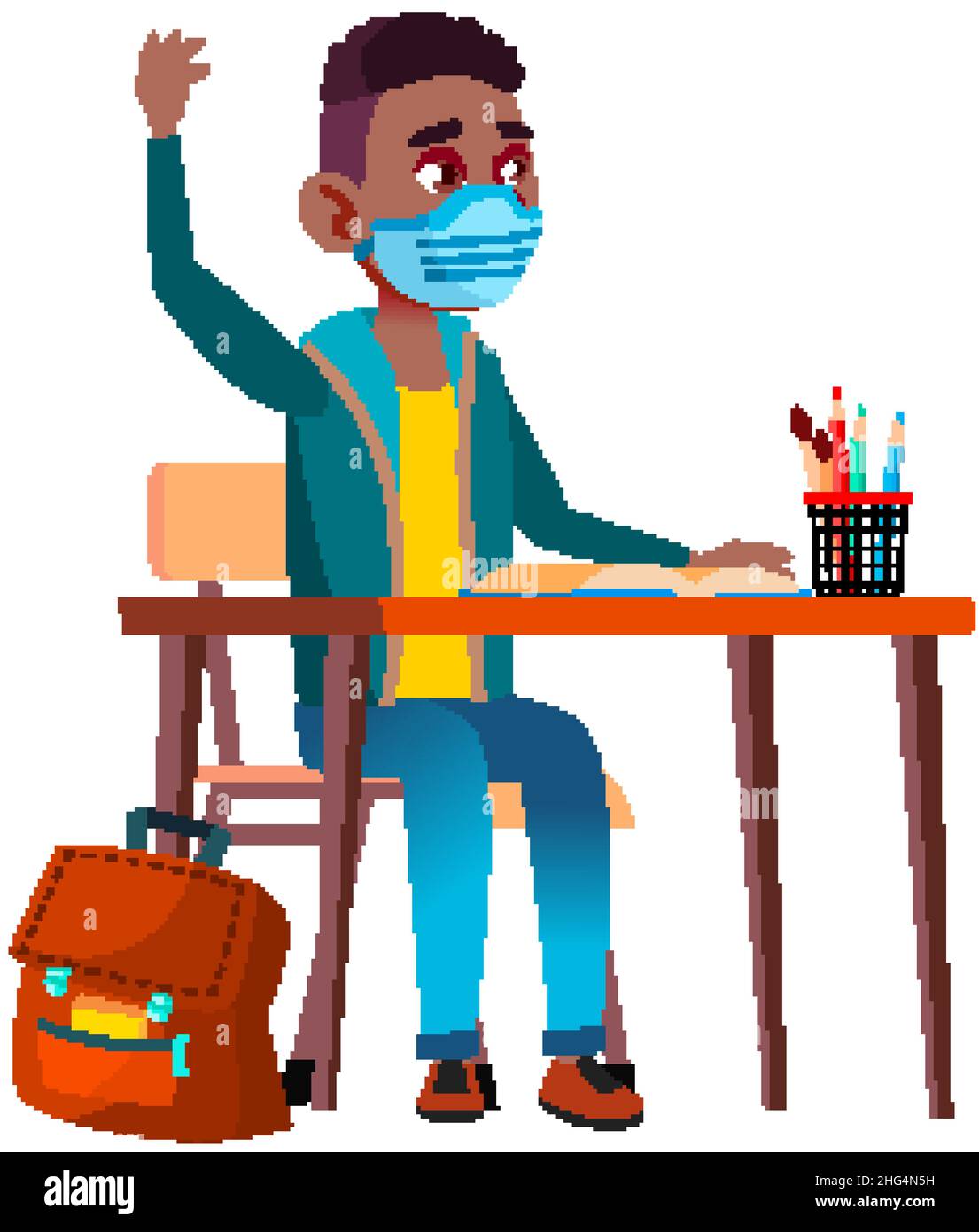 school kid boy wearing mask vector Stock Vector Image & Art Alamy