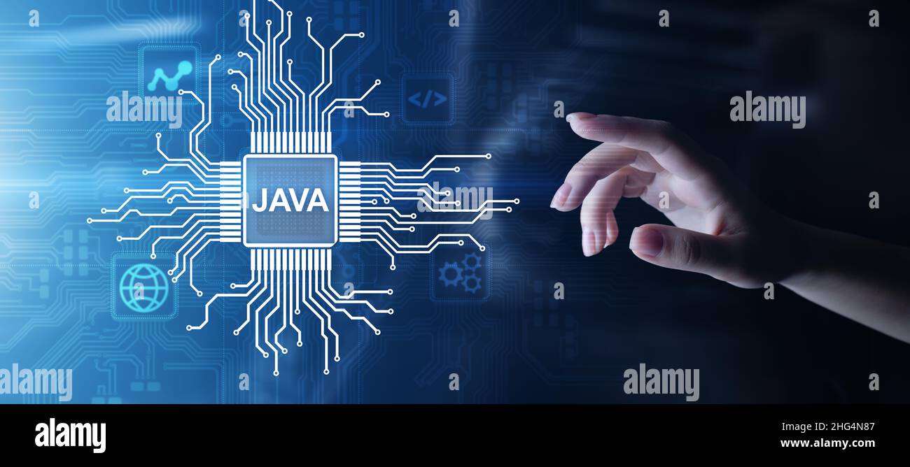 Java programming language application and web development concept on ...