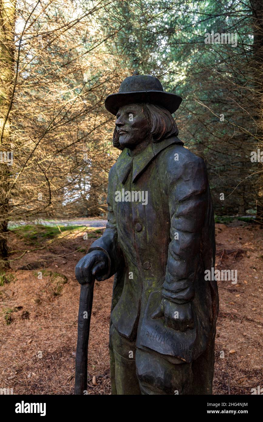 The Witchfinder sculpture by Martyn Bednarczuk, Pendle sculpture trail, Barley, Lancashire, UK. Stock Photo