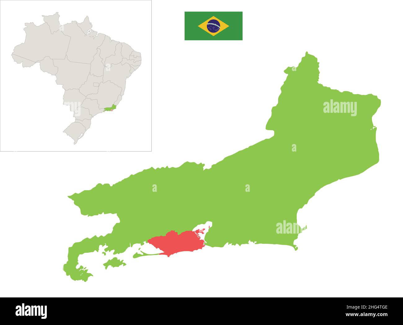 Rio De Janeiro Map State And City Brazil With Regions States And Flag Blank Stock Photo Alamy