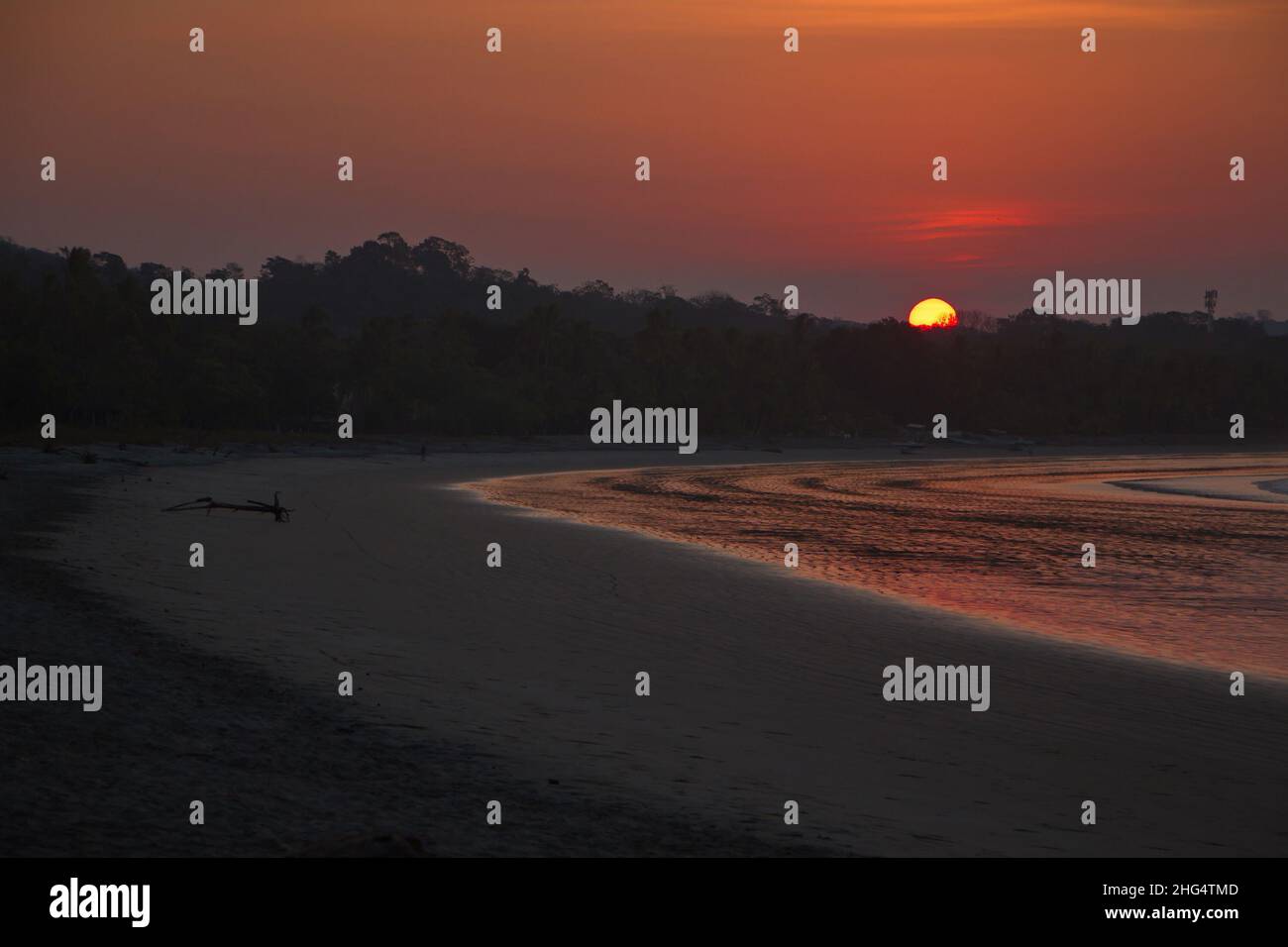 Sunrise on beach of Samara in Costa Rica, Central America Stock Photo ...