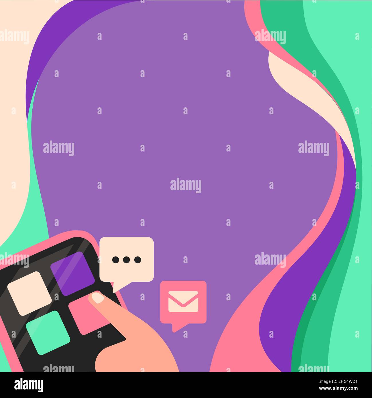 Finger Pressing Application Button Presenting Global Network Connection. Stock Vector