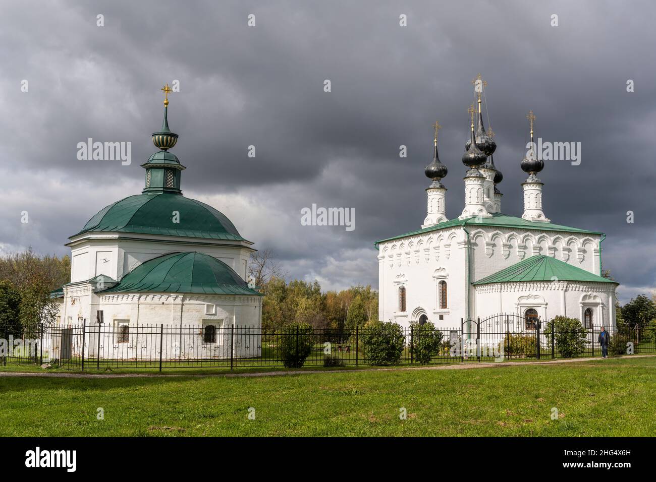 Suzdal, Russia - September 24, 2019: White Palm Sunday church on a autumn day with cloudy sky, republika Tartastan, Russia. Stock Photo