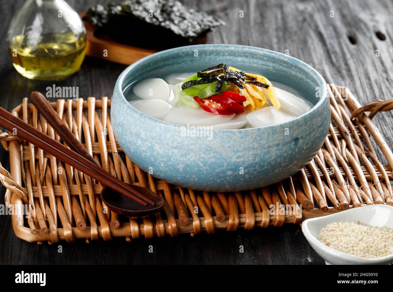 Tteokguk or Sliced Rice Cake Soup, Traditional Korean Dish Eaten During