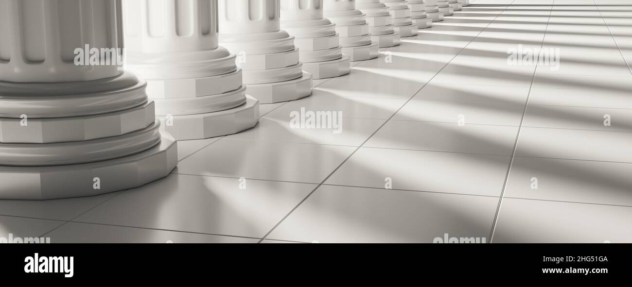 Column white marble stone, law building architectural detail, Pillar in