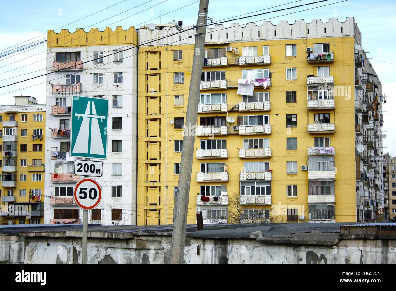 Ugly yellow residential building built in Soviet era Stock Photo Alamy