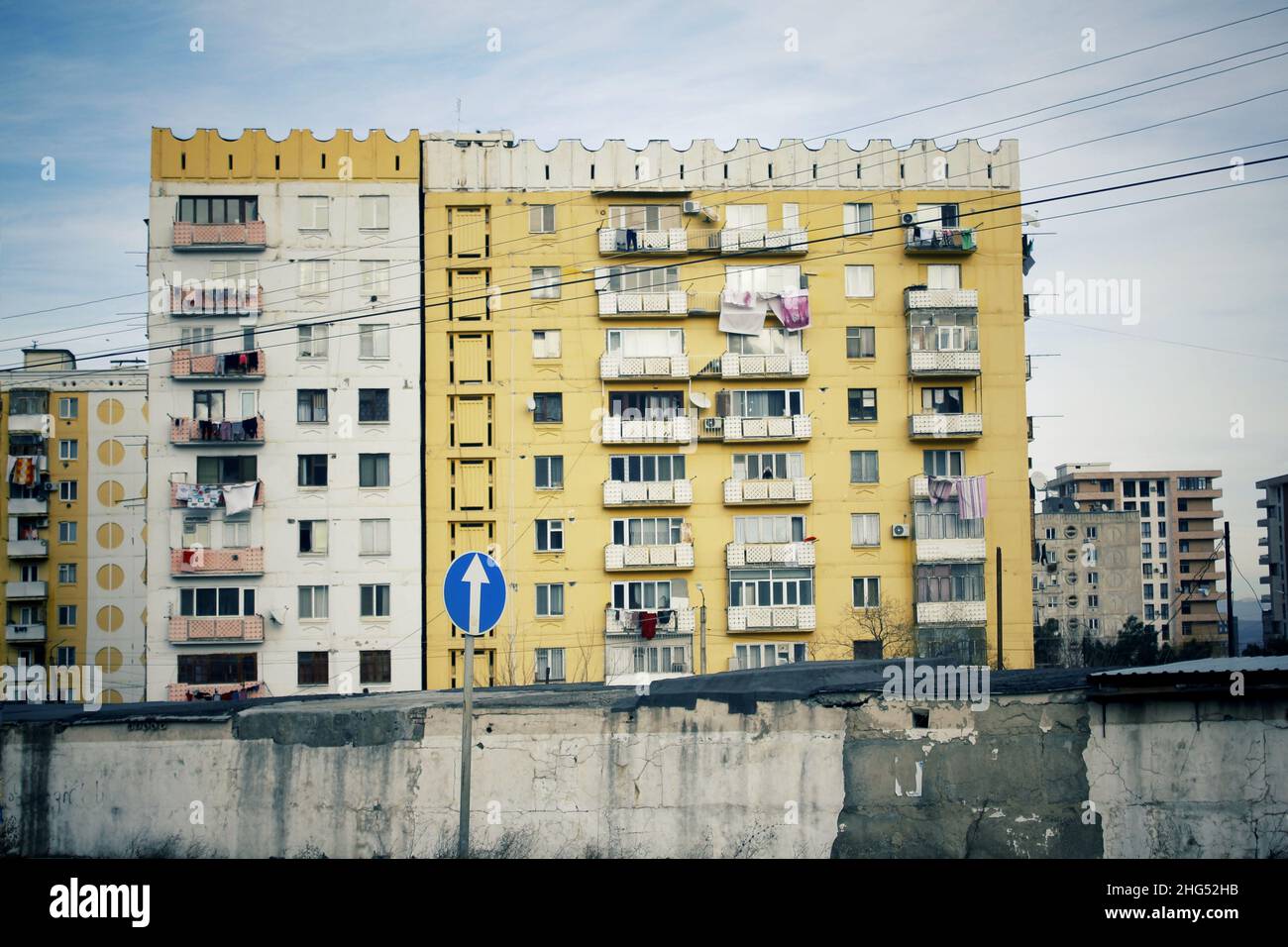 Ugly yellow residential building built in Soviet era Stock Photo Alamy