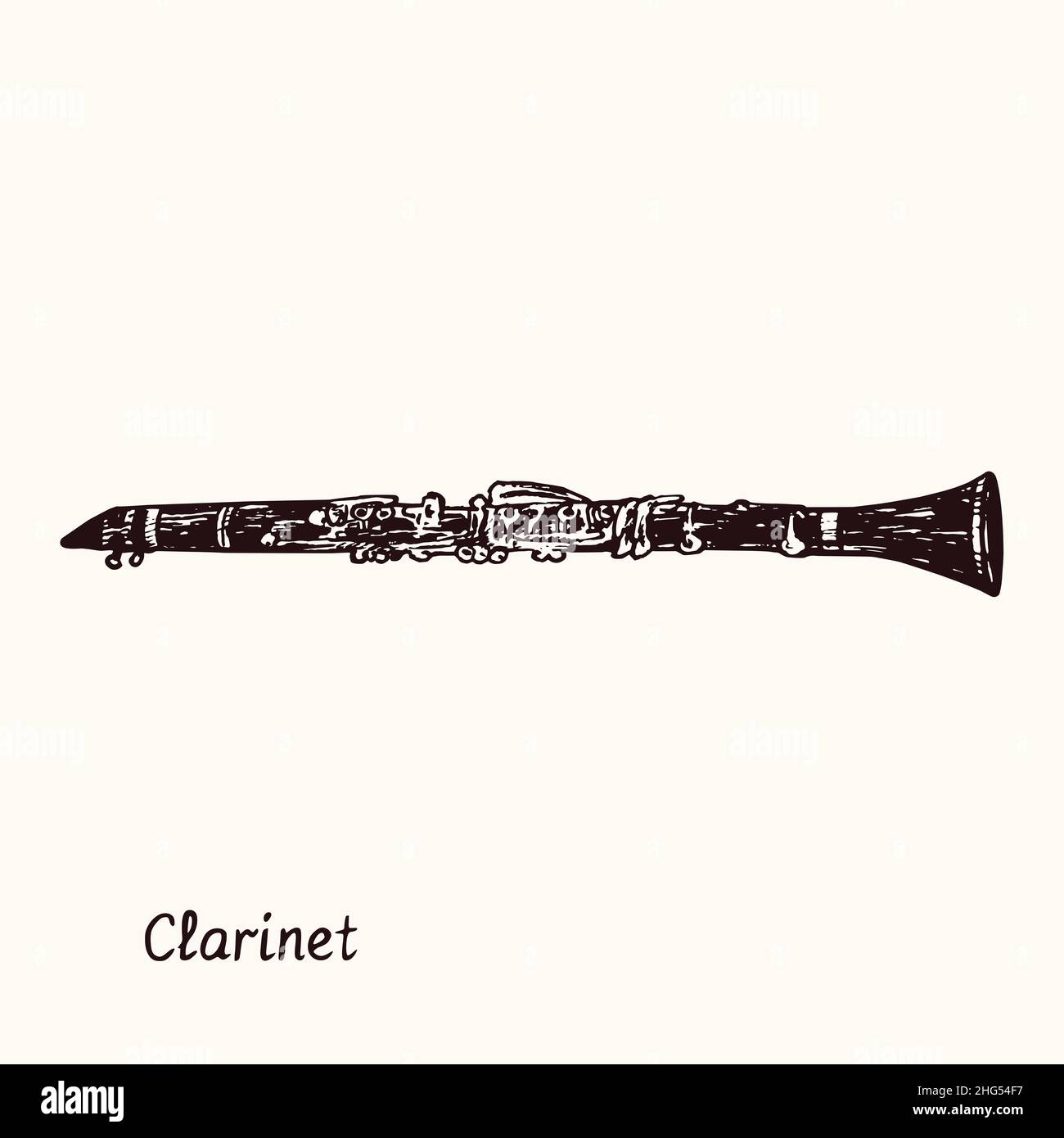 Vector line drawing clarinet Stock Vector | Adobe Stock