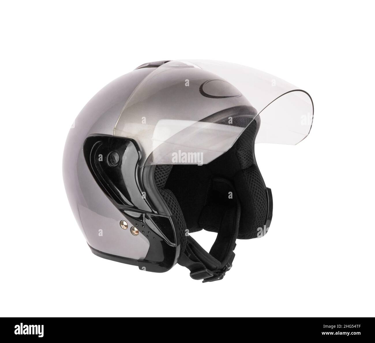 Gray motorcycle helmet isolated on white background Stock Photo - Alamy