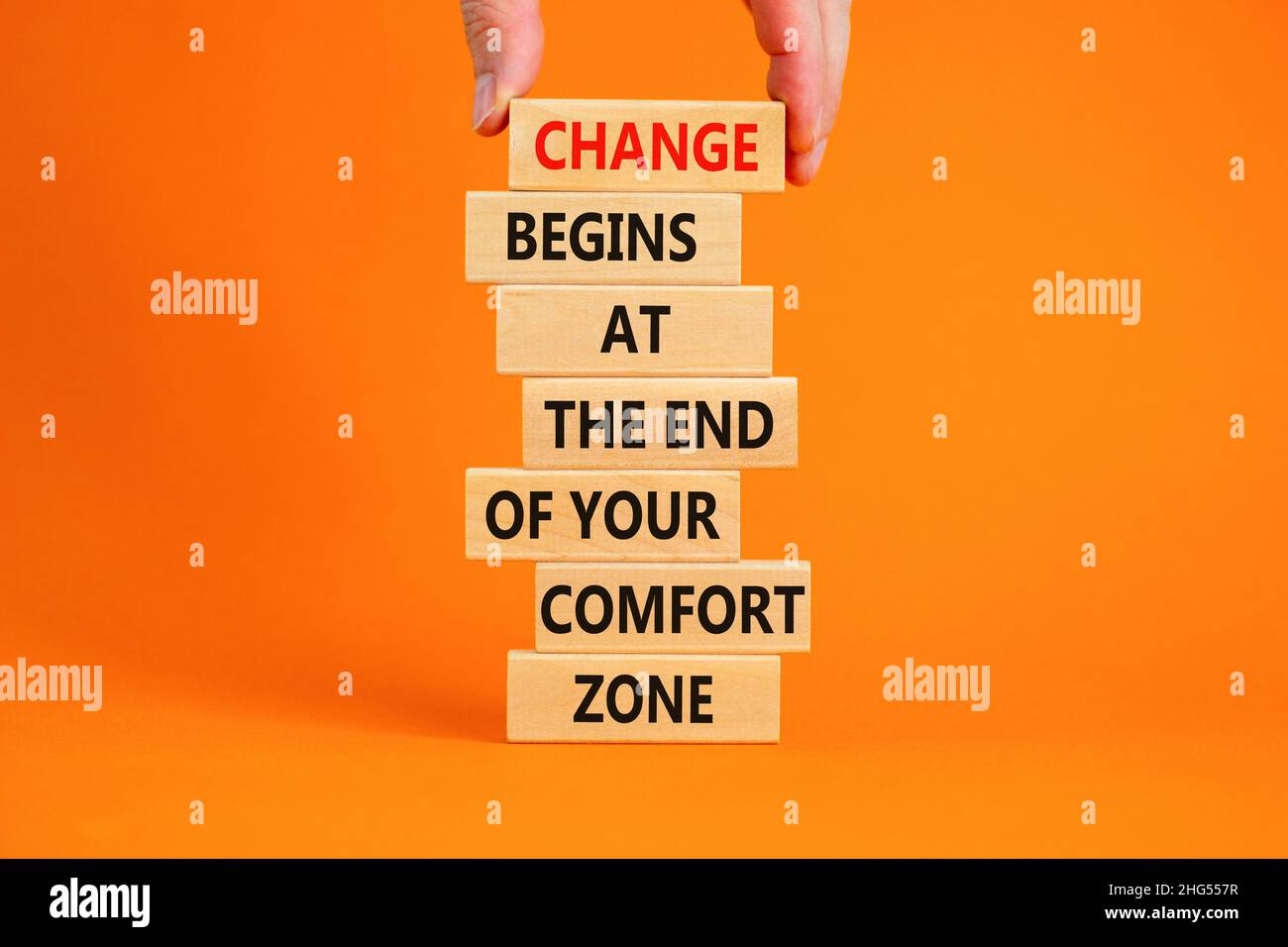 Out From Comfort Zone Symbol Wooden Blocks With Words Change Begins At The End Of Your Comfort Zone Beautiful Orange Background Copy Space Busines Stock Photo Alamy