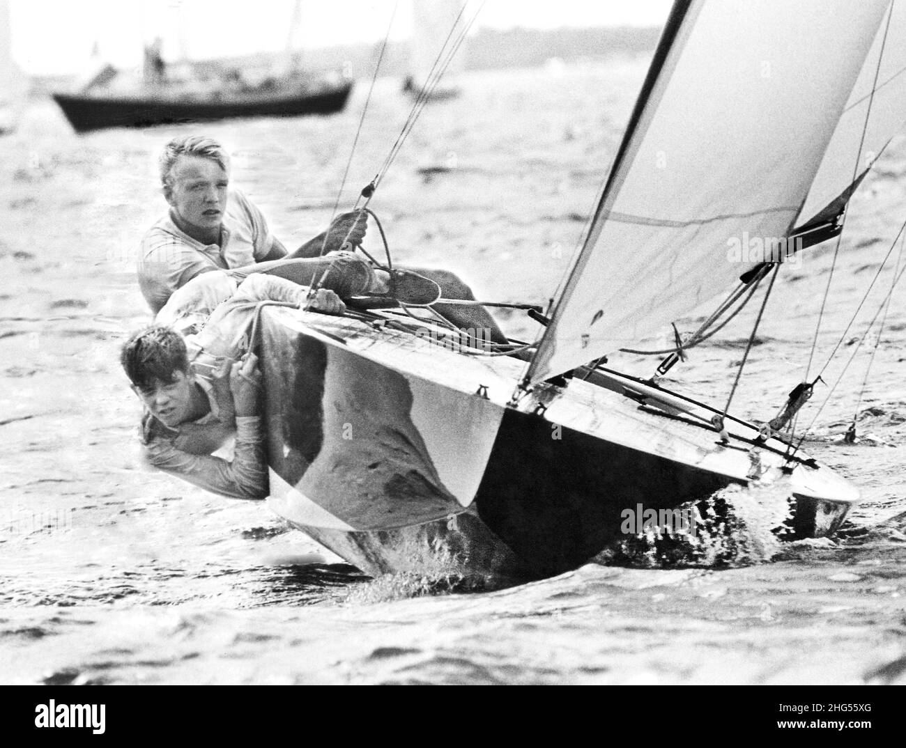 Star Class Sailboat racing on Biscayne Bay, Miami, Florida.  Ca. late 1960's. Stock Photo
