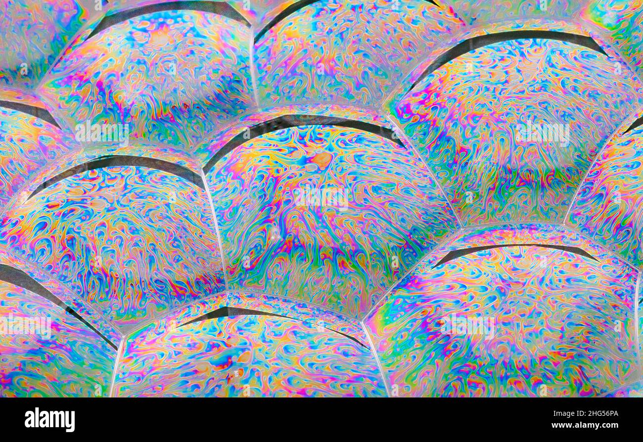 Light Refracting on Bubble Film Surface Stock Photo