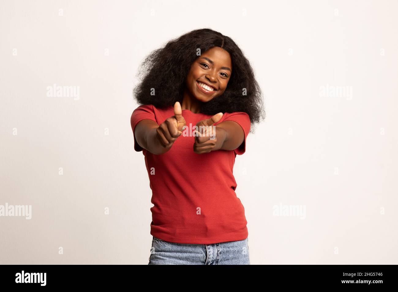 Thumbs up happy excited hi-res stock photography and images - Alamy
