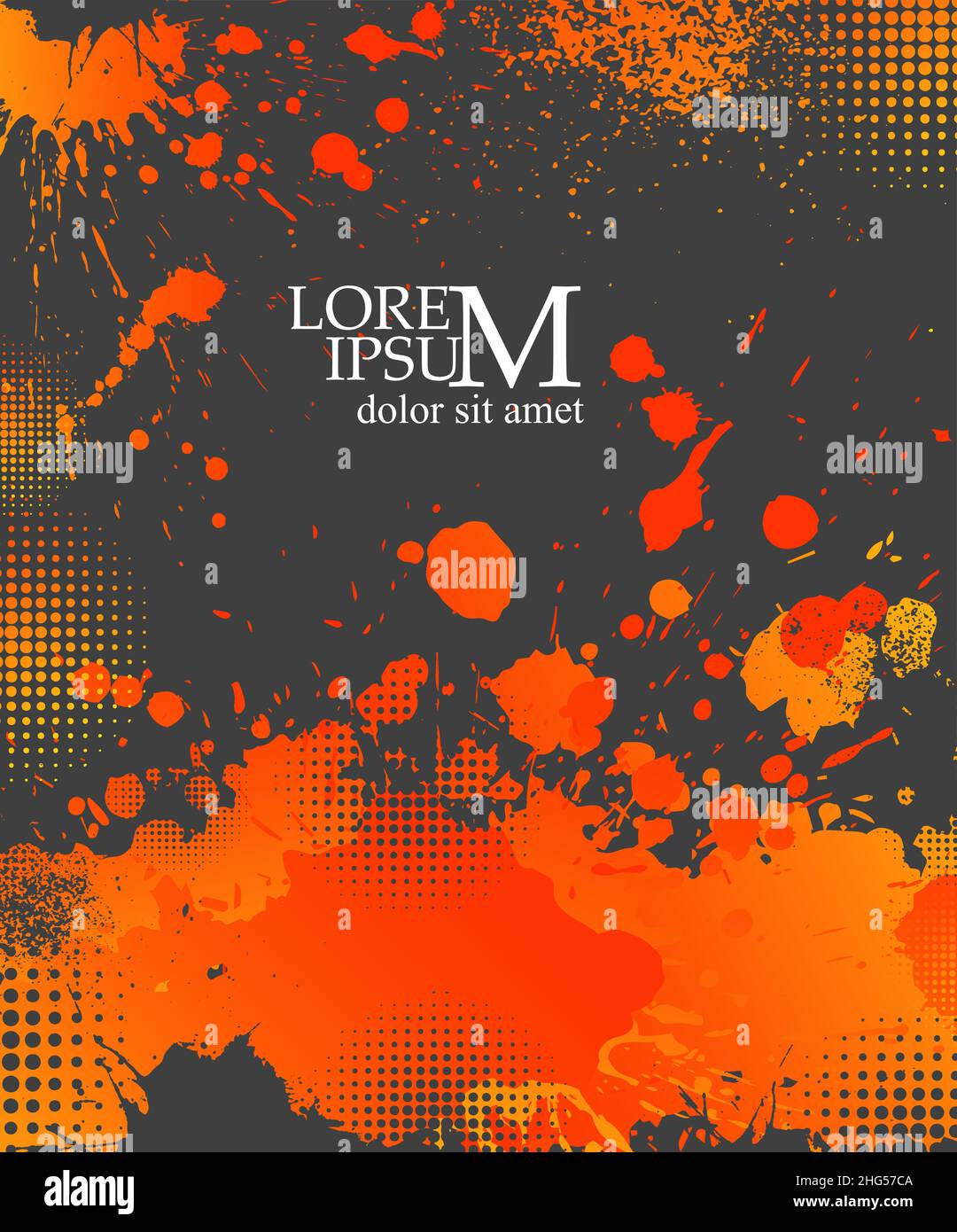 Background with blots. Frame for text . Orange and gray. Vector illustration Stock Vector