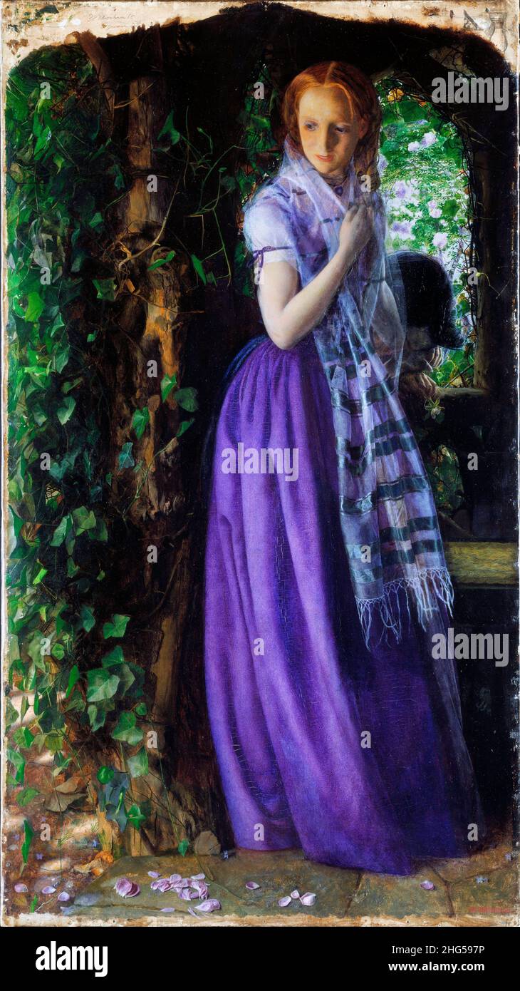 April Love by Arthur Hughes (1832-1915), oil on canvas, c. 1855 Stock Photo