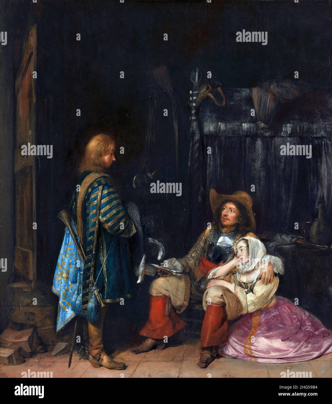 The Messenger, known as 'The Unwelcome News' by Gerard ter Borch (1617-1681), oil on panel, 1653 Stock Photo