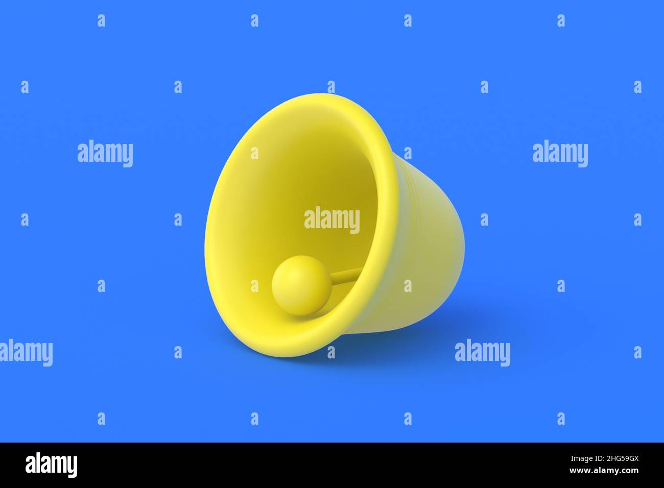 Old bell of yellow color on blue background. 3d render Stock Photo - Alamy