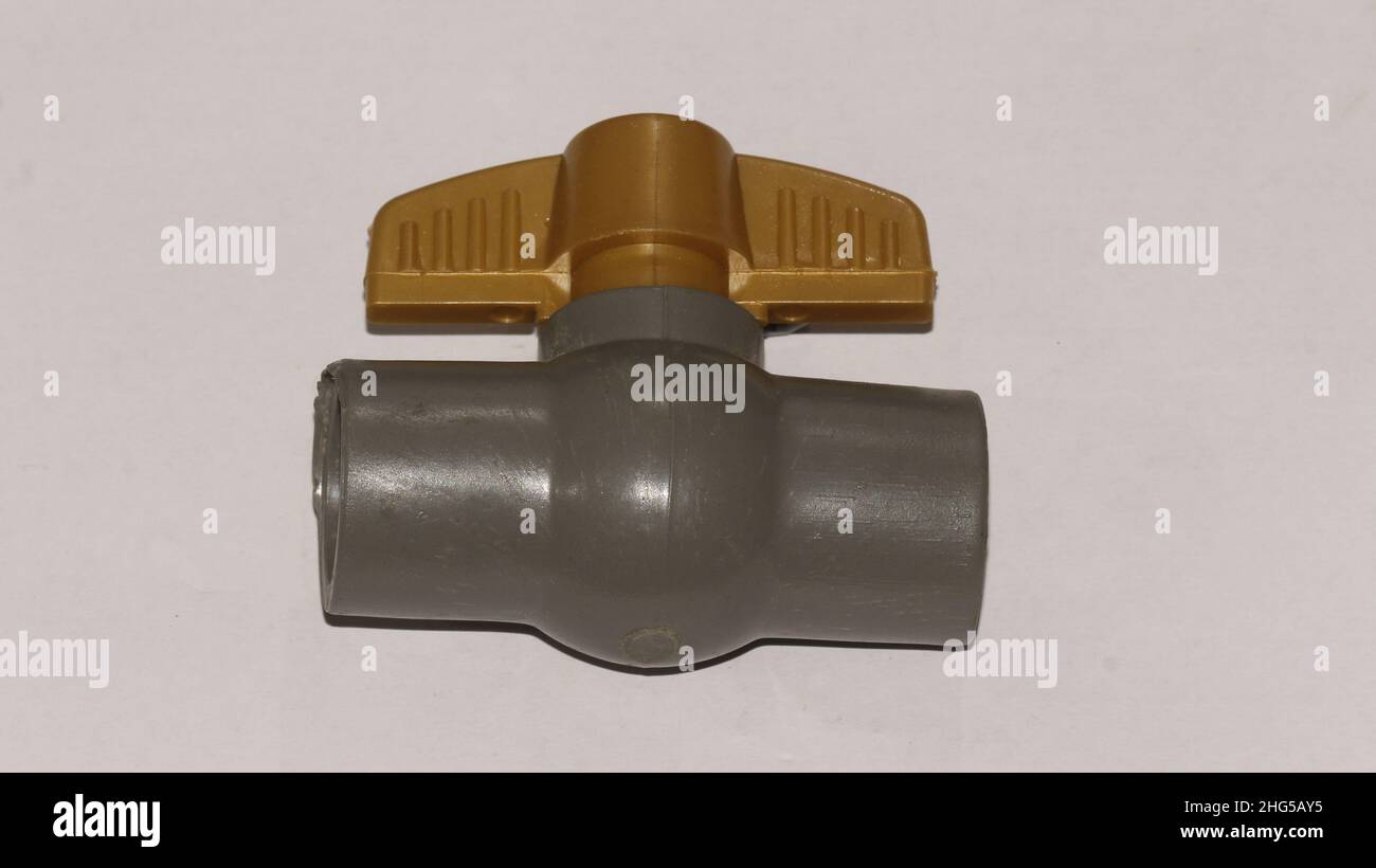 PVC Stopcock ball valve for piping networks Stock Photo