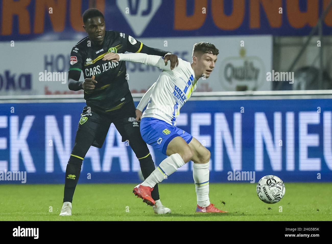 Waalwijk 18 01 22 Mandemakers Stadium Toto Knvb Beker Dutch Football Season 21 22 Ado Den Haag Player Xander Severina Rkc Player Rob Kuipers During The Match Rkc Waalwijk Ado Cup Photo By
