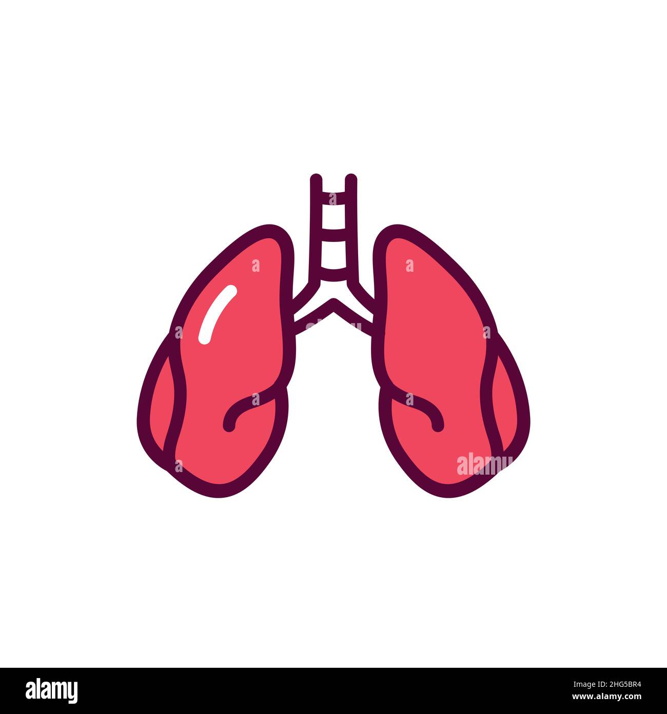 Human organ lungs color line icon. Isolated vector element. Outline pictogram for web page, mobile app, promo Stock Vector