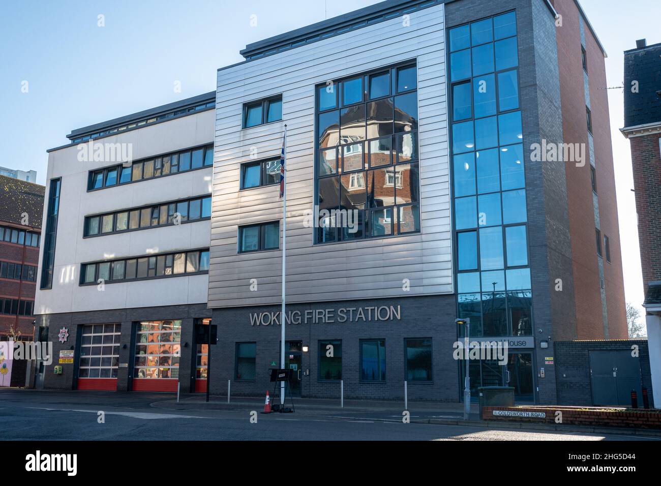 Woking Fire Station, Woking town, Surrey, England, UK Stock Photo