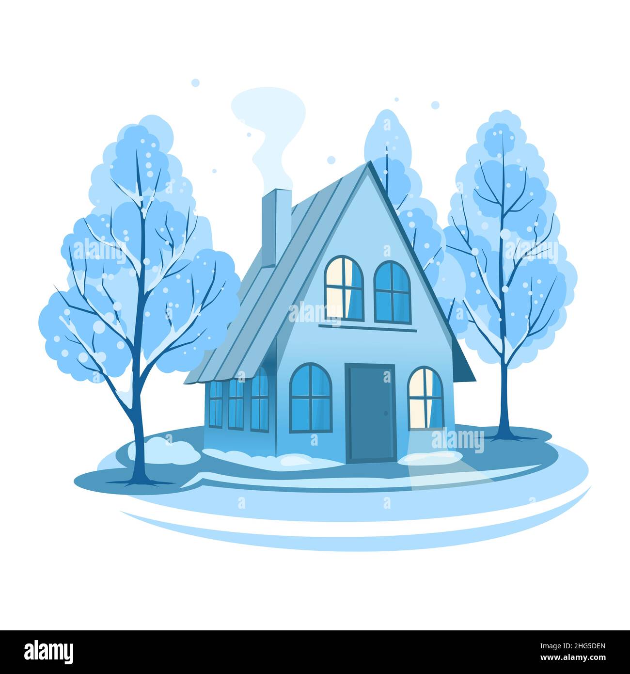 Winter landscape surrounded by trees Stock Vector Images - Alamy